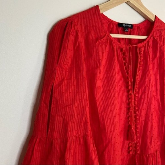 Madewell Peekaboo Pom-Pom red Top - Picture 6 of 7